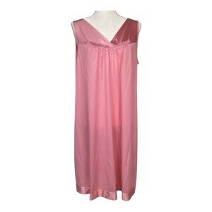 Vintage Vanity Fair Pink Nylon Nightgown Slip Dress Size Large‎